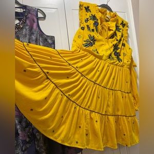 Frock & Frill | Ruffled Velvet Embroidered Dress